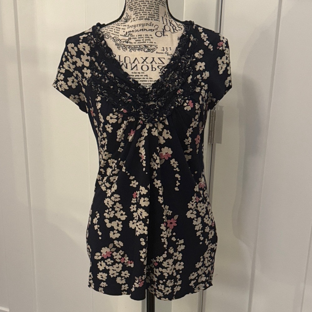 Motherhood Black Floral V-Neck Blouse